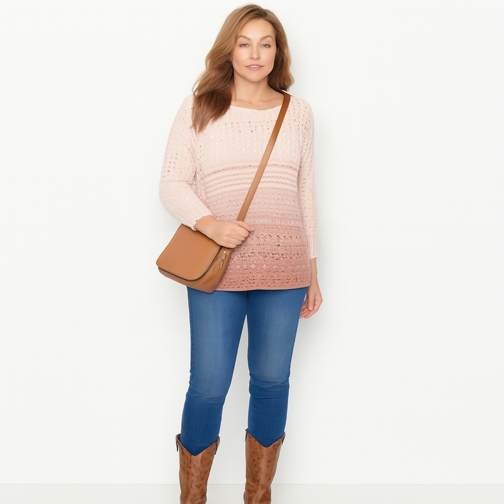 WOOLRICH Oversized Cowgirl Cottage Boho Silver Pines Sweater - Women’s